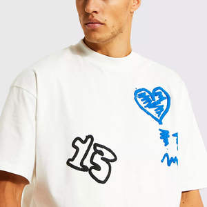 Fabricant de t-shirts personnalisés en mousse, impression 3D en relief, t-shirt en coton uni surdimensionné pour hommes - Product Image 4