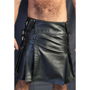 Kilt de Cuero Genuino para Hombre con Bolsillos Cargo y Pliegues, Estilo Utilitario, Colección 2026 - Product Image 4