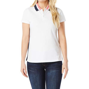 Camiseta Polo de Manga Corta para Mujer, Color Sólido, Cuello en Contraste, Botones, Top Informal de Punto, Logotipo Personalizado - Product Image 3