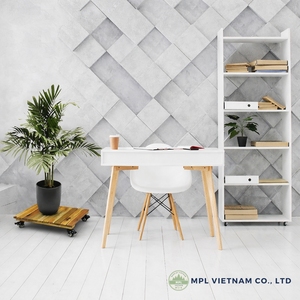 Support de plantes roulant en bois minimaliste vintage avec roues verrouillables revêtues de PE, écologique, pour jardin intérieur/extérieur - Product Image 3