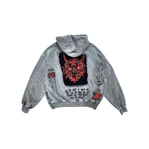 Sudadera con capucha Y2K con cremallera - Estampado gótico de esqueleto con grafiti, sudadera extragrande corta, estilo grunge streetwear - Product Image 2