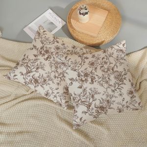 Set 2 Brown Cream Floral Chinoiserie <b>Throw</b> <b>Pillows</b> 16x16 Brown <b>Pillow</b> Covers Vintage Rustic Toile Flower Decorative <b>Pillows</b> - Product Image 5
