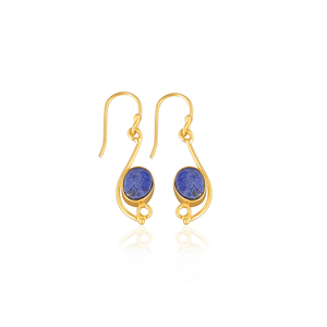 Boucles d'oreilles créoles en pierres précieuses naturelles pour femmes, tendance, en laiton plaqué or, cadeau - Product Image 1