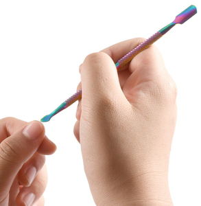 Factory Wholesale Custom Logo Colorful Stainless Steel Cuticle Pusher Double Sided Nail Cleaner Scraper Professional Manicures - Product Image 5
