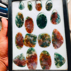 Cabujón de piedras preciosas sueltas de ágata de musgo rojo Natural, cabujón de cristal de todos los tamaños con forma de mezcla pulida para hacer joyas, piedras preciosas - Product Image 3