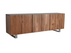 ตู้ข้างไม้สักแท้สไตล์เรโทร ดีไซน์ขอบธรรมชาติ บานประตูขนาดใหญ่ ตู้เก็บของสำหรับห้องนั่งเล่น - Product Image 6