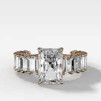 Bague de fiançailles en diamant de laboratoire certifié IGI, taille radiant 4 carats, avec accent baguette, bague de mariage solitaire en or massif 14K, qualité VS