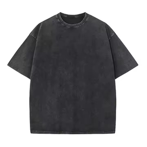 T-shirt noir délavé oversize pour homme, manches courtes, col rond, style streetwear, uni - Product Image 3