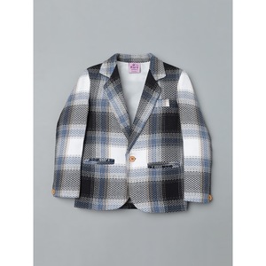 เสื้อเบลเซอร์ลายสก๊อตสีน้ำเงินและสีดำสำหรับเด็กผู้ชาย - Product Image 1