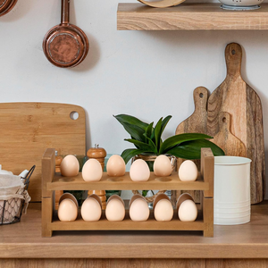 Porta Huevos de Madera, Organizador Decorativo para Guardar Huevos, Decoración para Cocina Estilo Rústico, Mesa de Desayuno, Uso Doméstico - Product Image 4