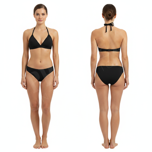 Conjunto de Bikini Triangular Clásico Personalizado al por Mayor, 100% Poliéster, Top Halter y Braguita de Talle Medio, Traje de Baño para Playa y Piscina - Product Image 3