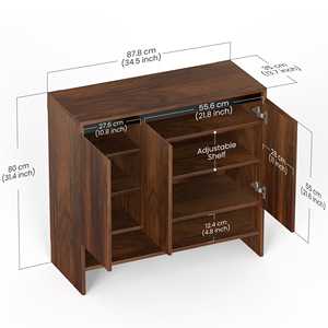 Meuble à chaussures autoportant Mavis en bois d'ingénierie, design moderne, 3 portes, pour pantoufles et chaussures - Product Image 6