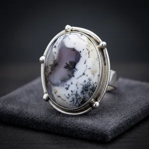 Dendrite Agate 925 Sterling <b>Silver</b> <b>Statement</b> <b>Ring</b> Natural Gemstone Handmade Boho Jewelry Women's Fashion Wholesale - Product Image 3
