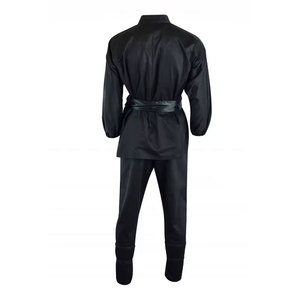 Uniforme de Kung Fu Negro para Hombre, 100% Poliéster, Transpirable, Corte Regular, Uniforme de Karate de 2 Piezas, Ropa de Artes Marciales, Talla Adulto - Product Image 1