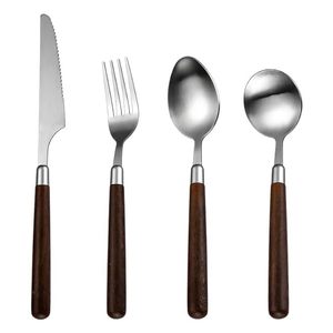Wholesale Creative Quality Stainless Steel Cutlery <b>Set</b> With Natural Wooden Handle <b>Flatware</b> <b>Set</b> Knife Fork Spoon For Kitchen - Product Image 1