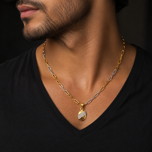 Pendentif de créateur en or jaune 18 carats avec diamants pour hommes et femmes, finition polie, géométrique, pour les fêtes, les mariages, le quotidien, cadeau, bijoux - Product Image 1