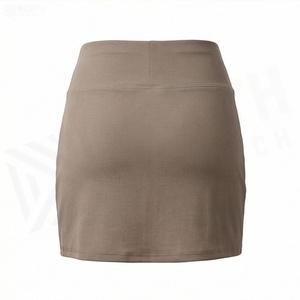 Women High Waist <b>Asymmetrical</b> Wrap Mini Skirt Solid Color Knitted Comfortable All Seasons Style - Product Image 2
