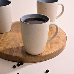 แก้วกาแฟเซรามิกสองสี ดีไซน์หรูหราทันสมัย ขนาด 350 มล. เป็นมิตรกับสิ่งแวดล้อม สีเบจ-เทา ลายป่า ของขวัญสำหรับสำนักงาน สีน้ำตาล - Product Image 6