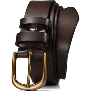 Ceinture vintage en cuir de buffle pour homme, sangle en cuir véritable de haute qualité, boucle en métal classique, ceinture durable et tendance - Product Image 6