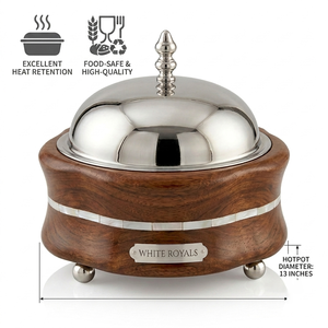 Juego de Cazuelas Perfect Majlis para Servir, Recipiente Aislado para Alimentos Calientes, Tapa de Acero Inoxidable y Base Elegante con Diseño de Madera, Vajilla al por Mayor - Product Image 4