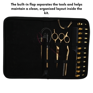 Kit de herramientas para extensiones de cabello doradas: Alicates para microperlas, herramientas de gancho y bucle, peine de cola, pinza separadora de mechas, tijeras - Product Image 5