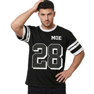 Sublimated <b>Y2k</b> Black American Football Jersey Men Oversized Varsity Stripe Sleeves Casual Streetwear Printed Hip Hop Tee <b>Top</b> - Product Image 1