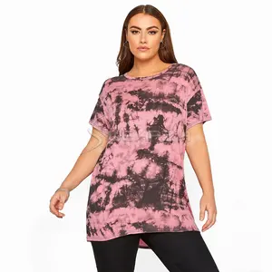 OEM Distributor Hochwertige atmungsaktive Tie Dye Shirts für Frauen Drucken Cotton Tie Dye Overs ize T-Shirt