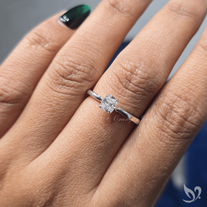 Minimal Elongated Cushion Diamond 0.50 CT Lab Grown Solitaire Engagement <b>Ring</b> IGI Certified 10k White Gold Luxury <b>Thin</b> Band - Product Image 5