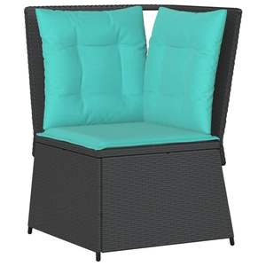 Canapé de jardin compact en rotin PE noir avec pieds réglables - Product Image 2