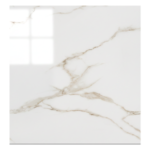 Baldosa de Porcelana Pulida de 600x600mm (60x60cm), Resistente a las Manchas, en Blanco y Dorado, Precio al por Mayor - Product Image 1