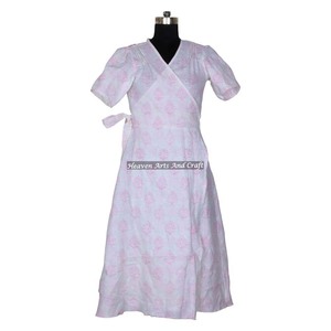 Bata de baño informal de verano para noche, albornoz de Bikini de playa con estampado de bloque de mano de algodón 100% para verano - Product Image 3