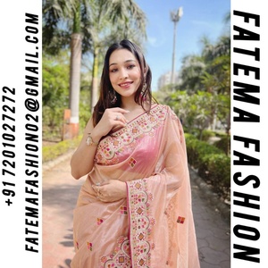 Blouse de sari indienne traditionnelle en tissu sergé doux non cousu, brodée, ethnique, moderne, de haute qualité pour femme - Product Image 2