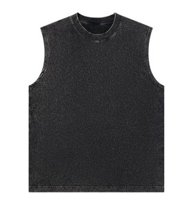 Débardeur de sport sans manches en coton 100 % uni tricoté pour homme, haute qualité, vente en gros - Product Image 3