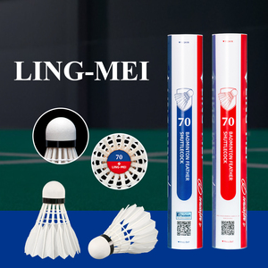 Volants <span class=keywords><strong>de</strong></span> <span class=keywords><strong>badminton</strong></span> en plumes d'oie LING-MEI 70 pour tournoi local - Vol stable - Vitesse 76 77 78 - Product Image 1