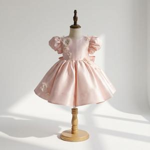 Vestido de Fiesta de Cumpleaños para Niñas con Mangas Abullonadas de Satén Color Rosa, Traje Clásico de Princesa, Tela Transpirable, Nueva Zelanda, Australia - Product Image 1