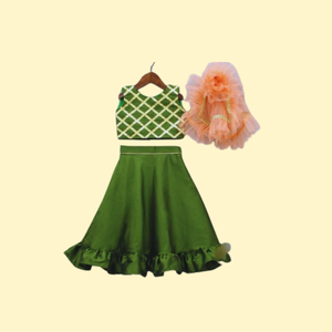 Tissu de soie entièrement cousu à bas prix de qualité supérieure Lehenga Choli pour enfants pour mariage et fête de fournisseur indien - Product Image 3
