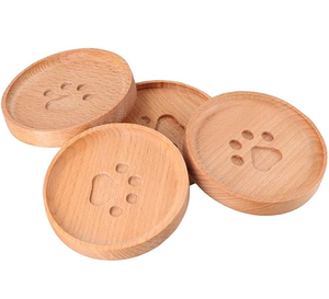 Wood Coaster Home Office or Christmas Paw Design Coaster Antique-Style Custom Engraved Logo Wood Coaster Best Price - Product Image 1