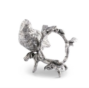 แหวนรองผ้าเช็ดปากโลหะลายนกสีเงินโบราณ ดีไซน์กิ่งไม้ตกแต่ง ที่ใส่ผ้าเช็ดปากสุดหรู อุปกรณ์ตกแต่งโต๊ะอาหาร - Product Image 2