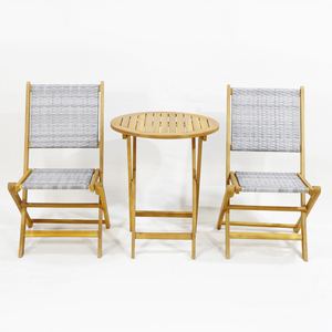 Ensemble bistrot en bois Comehome Vietnam Paris pour l'extérieur, table ronde ou carrée - Product Image 4