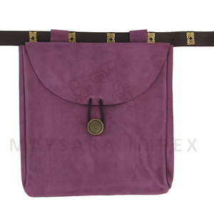 Nueva Bolsa de Cinturón Medieval Renacentista de Diseño Histórico, Elegante y Hecha a Mano, de Cuero de Gamuza Violeta, con Cierre de Latón, Venta al Por Mayor - Product Image 2