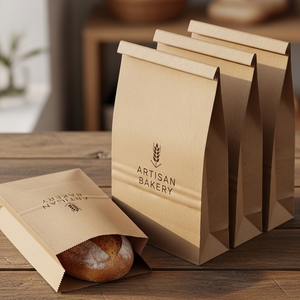ถุงกระดาษสีน้ำตาลสำหรับอาหาร ป้องกันคราบไขมัน รีไซเคิลได้ สำหรับเบเกอรี่ ขนมปัง อาหารแบบนำกลับบ้าน บรรจุภัณฑ์ของขวัญ ย่อยสลายได้ ตกแต่งได้ - Product Image 3