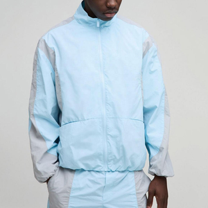 Ensemble court coupe-vent personnalisé en polyester et nylon, respirant, imprimé, veste et short, survêtement d'hiver zippé 2 pièces - Product Image 1