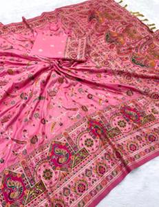 Traditional Indian Designer RN Pashmina Silk Weaving <b>Saree</b> Thread Woven Pallu <b>Saree</b> <b>Blouse</b> Fancy Stylish Quick Dry Women's New - Product Image 2