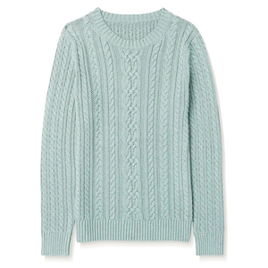 Suéter de Punto Acanalado Transpirable para Mujer, Cuello Redondo, Manga Larga, Estilo Casual, Tallas Grandes, Otoño-Invierno - Product Image 1