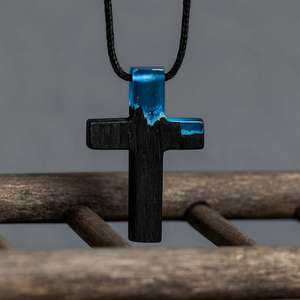 Collar con Colgante de Péndulo de Resina y Madera Estilo Cristal, Joyería Boho para Hombres y Mujeres - Product Image 1