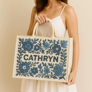 Juego de 2 Cestas de Paja Marroquíes Tejidas a Mano, Grandes y Pequeñas, con Cuentas y Asas de Cuero, Bolsos de Playa Estilo Boho - Product Image 1