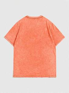 Fabricant de t-shirts orange surdimensionnés effet délavé vintage |   Chemises pour hommes en coton personnalisées avec motifs streetwear |   Approvisionnement en vêtements unisexes en gros - Product Image 2