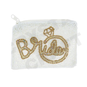 Portefeuille pochette à monnaie perlée personnalisée de conception de mariée beau porte-monnaie avec des caractéristiques d'accessoires à la mode - Product Image 1