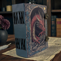 Carnet de notes vintage en cuir véritable imprimé à la main, style grimoire religieux classique, thème fantaisie antique