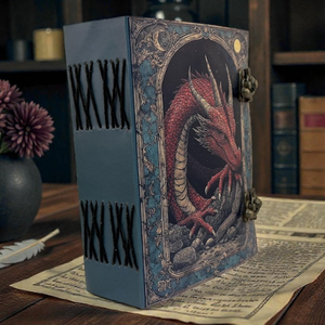 Carnet de notes vintage en cuir véritable imprimé à la main, style grimoire religieux classique, thème fantaisie antique - Product Image 3